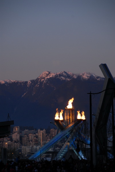 Olympic Flame in Vancouver at night