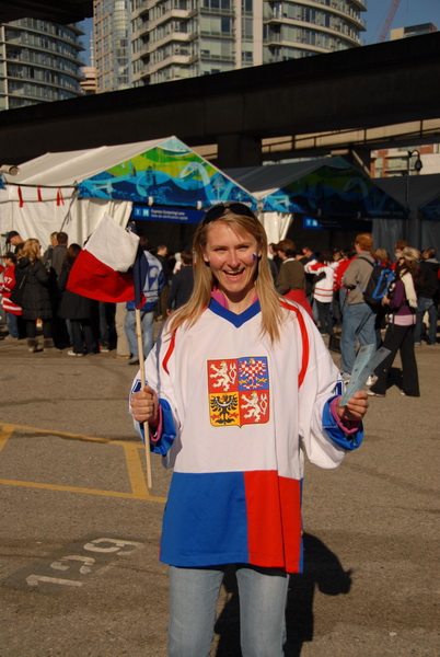 Lucie with Czech - Russia hockey tickets