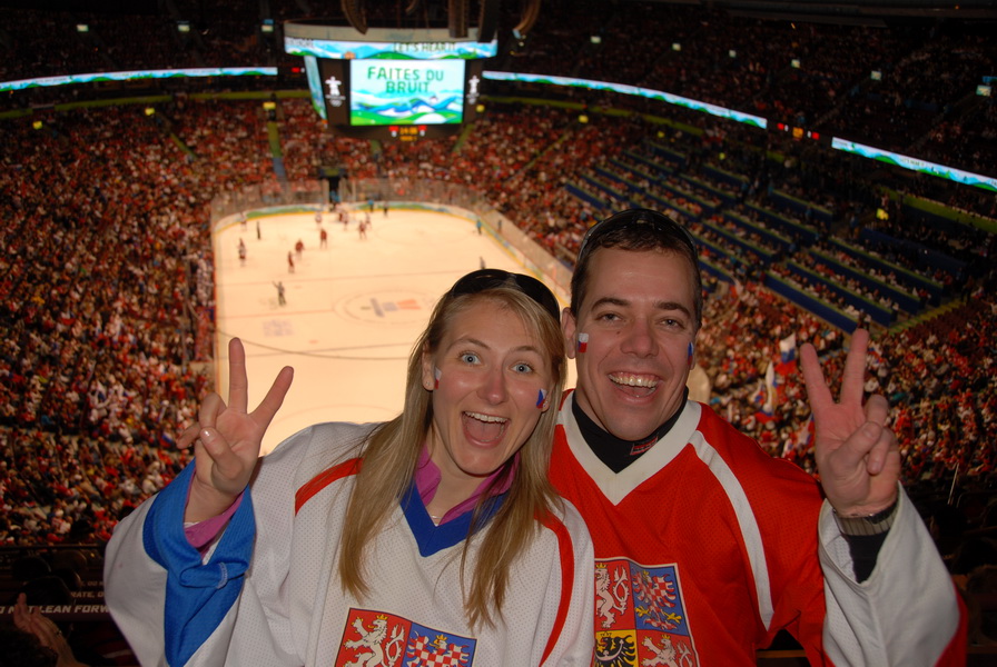 Tomas and Lucie supporting Czech hockey