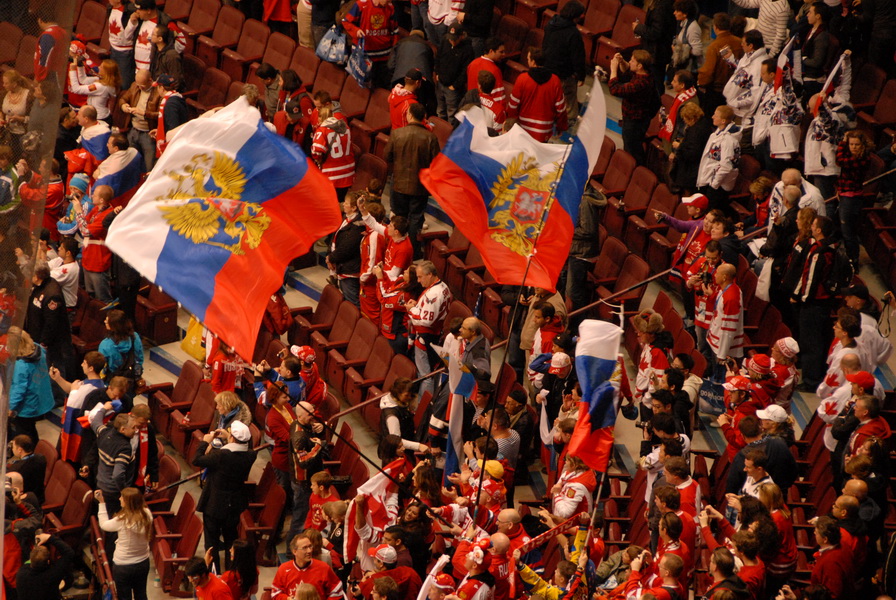 Russian fans with huuuge flags